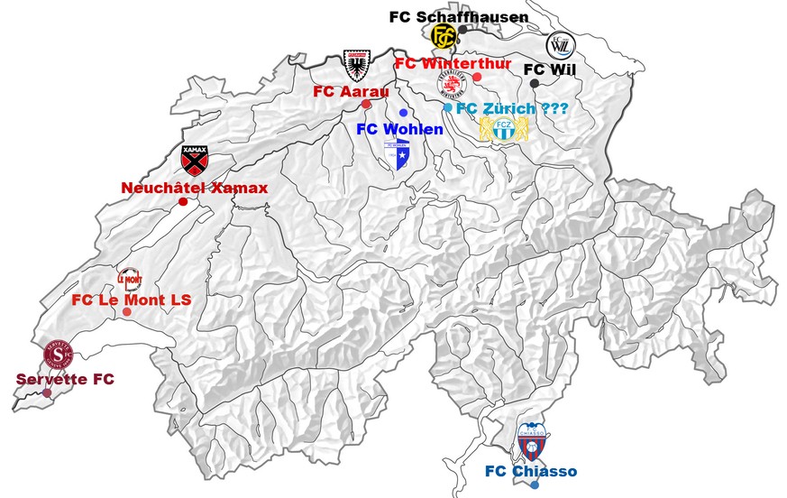 Die Challenge-League-Karte der Saison 2016/17.
