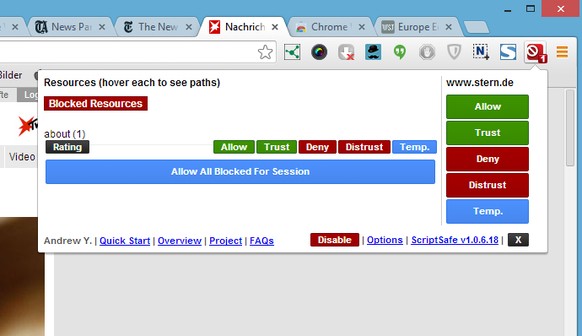 Mit den Browser-Erweiterungen&nbsp;﻿NoScript ﻿für Firefox und&nbsp;SafeScript für Chrome&nbsp;lassen sich unter anderem die Bezahlschranken (Paywalls) von vielen Online-Medien aushebeln.