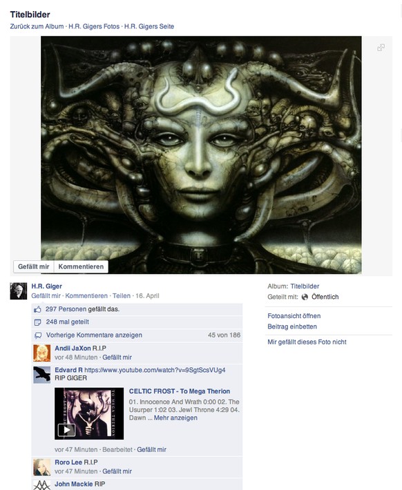 hr giger facebook screenshot