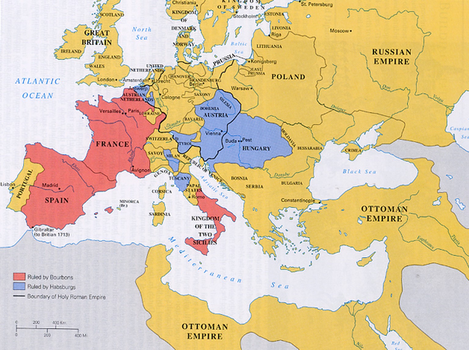 Der spanische Erbfolgekrieg (1701-1714) um das Erbe des letzten spanischen Habsburgers, König Karl II. von Spanien, konnte der französische König Philipp V. für sich entscheiden. Damit wurde die franz ...