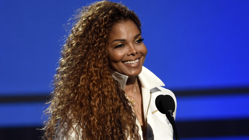 FILE - In this June 28, 2015, file photo, Janet Jackson accepts the ultimate icon: music dance visual award at the BET Awards in Los Angeles. The 50-year-old pop superstar and her husband Wissam Al Ma ...