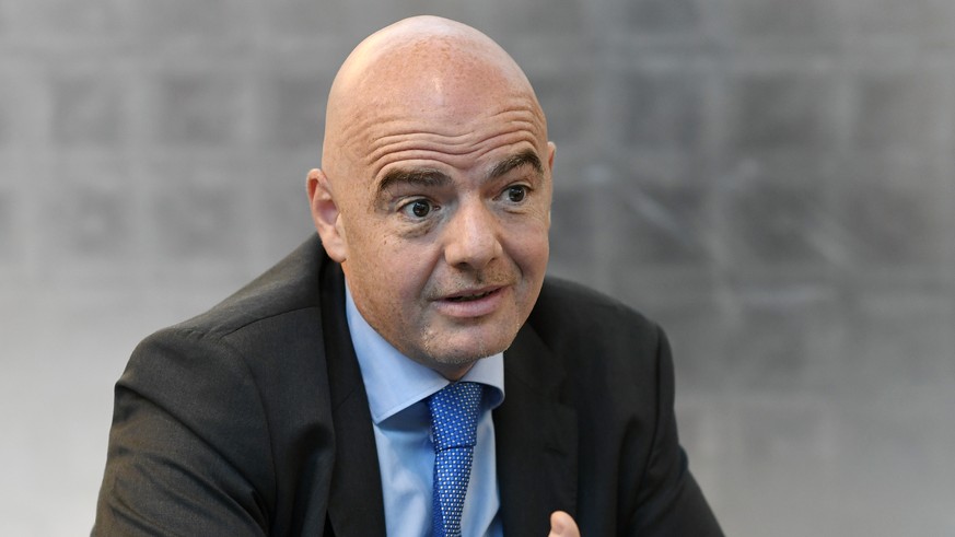 FIFA President Gianni Infantino speaks during an interview on the occasion of the &quot;World Summit on Ethics and Leadership in Sports&quot; at the Home of FIFA in Zurich, Switzerland, Friday, 16, Se ...