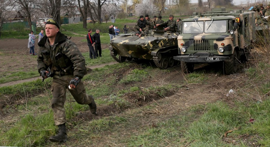 Ukrainische Truppen auf dem Rückzug.