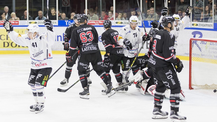 La joie de l&#039;attaquant fribourgeois Antti Pihlstroem apres sont but lors de la rencontre de coupe suisse de hockey sur glace, entre le HC Red Ice Martigny et le HC Fribourg-Gotteron, ce mardi, 27 ...