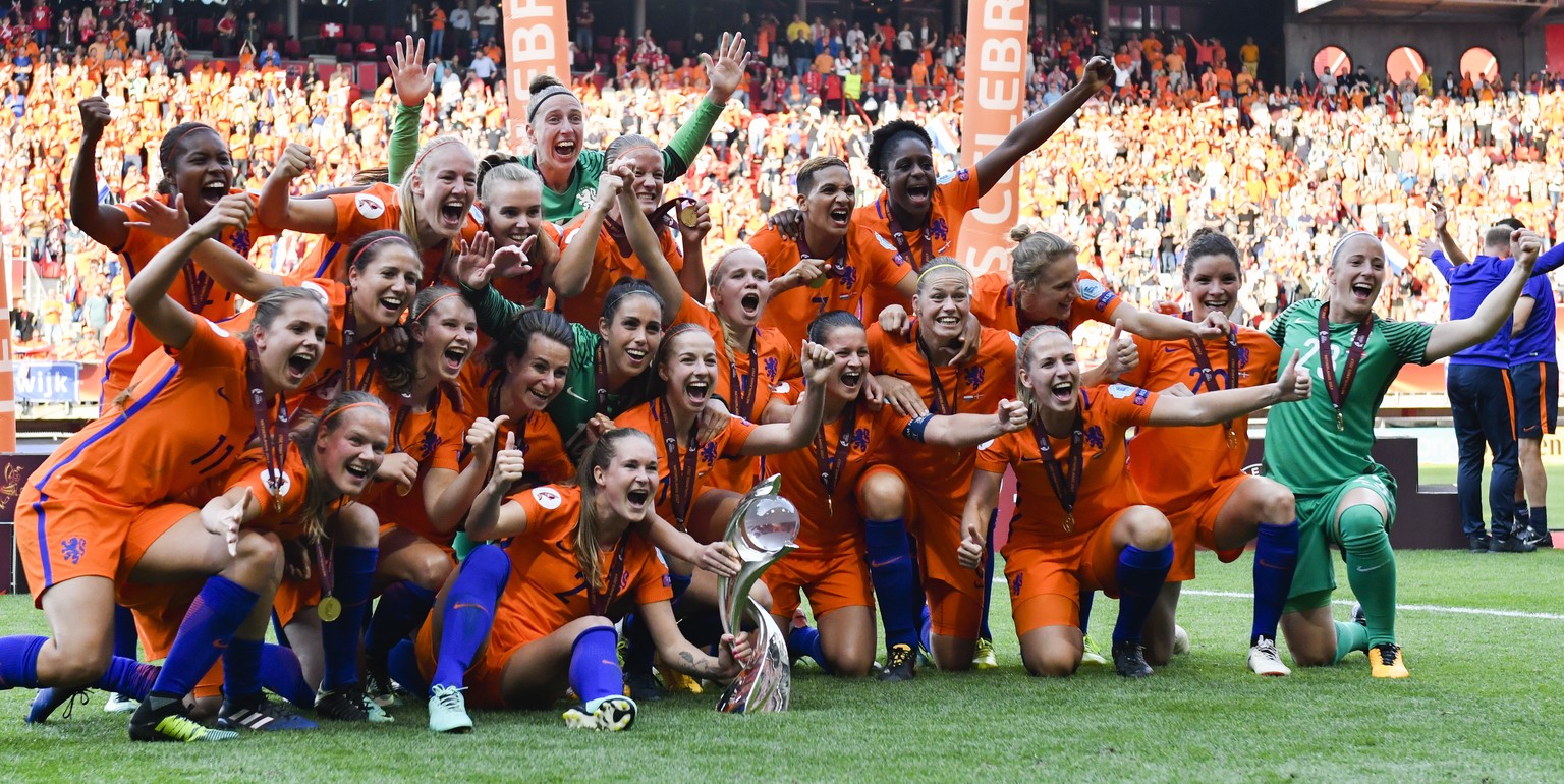 during the Women&#039;s Euro 2017 final soccer match between Netherlands and Denmark in Enschede, the Netherlands, Sunday, Aug. 6, 2017. (AP Photo/Patrick Post)