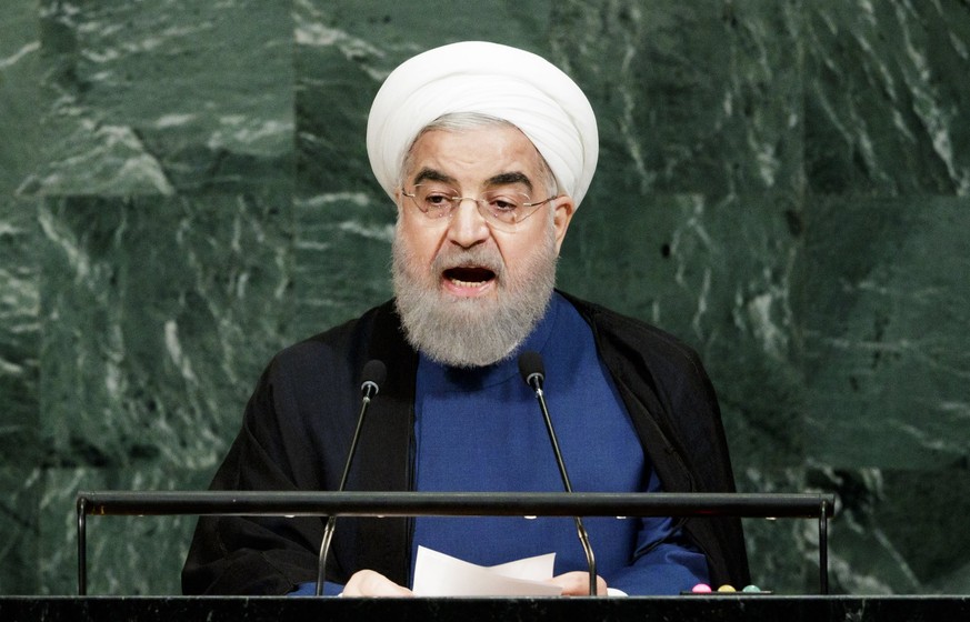 epa06215829 President Hassan Rouhani of Iran speaks during the General Debate of the 72nd United Nations General Assembly at UN headquarters in New York, New York, USA, 20 September 2017. The annual g ...