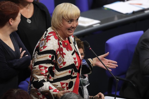 Claudia Roth, candidate of the Green Party for Vice President of the German parliament accepted after she was elected for the position, during the first meeting of the German parliament after the elec ...