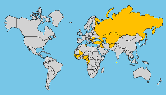 Orange: Länder, in die Sonderflüge möglich sind, beziehungsweise stattgefunden haben.