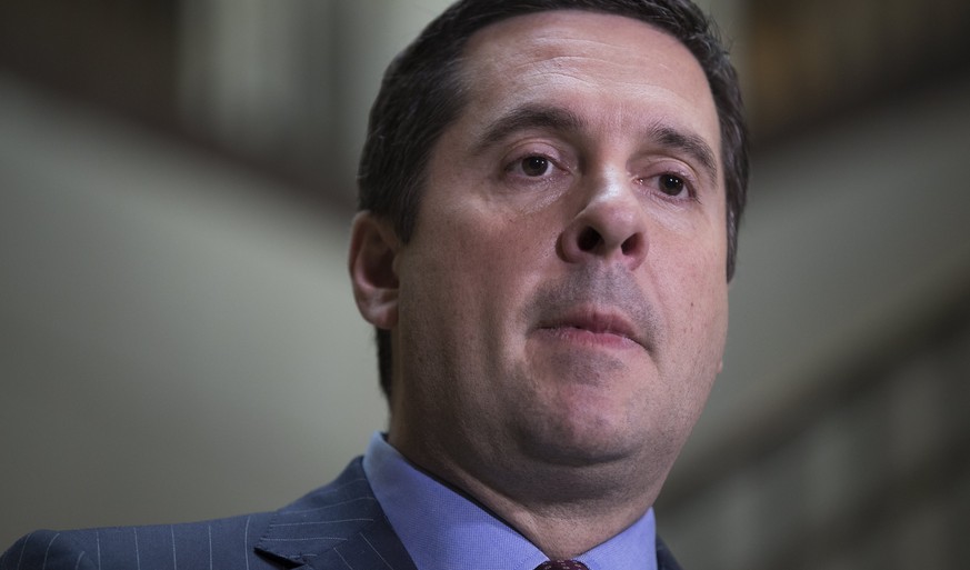 epa05864117 Chairman of the House Permanent Select Committee on Intelligence Devin Nunes responds to a question from the news media during a press conference on Capitol Hill in Washington, DC, USA, 22 ...