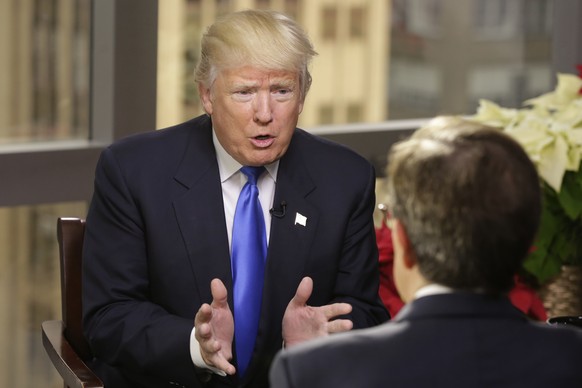 President-elect Donald Trump is interviewed by Chris Wallace of &quot;Fox News Sunday&quot; at Trump Tower in New York, Saturday, Dec. 10, 2016. (AP Photo/Richard Drew)