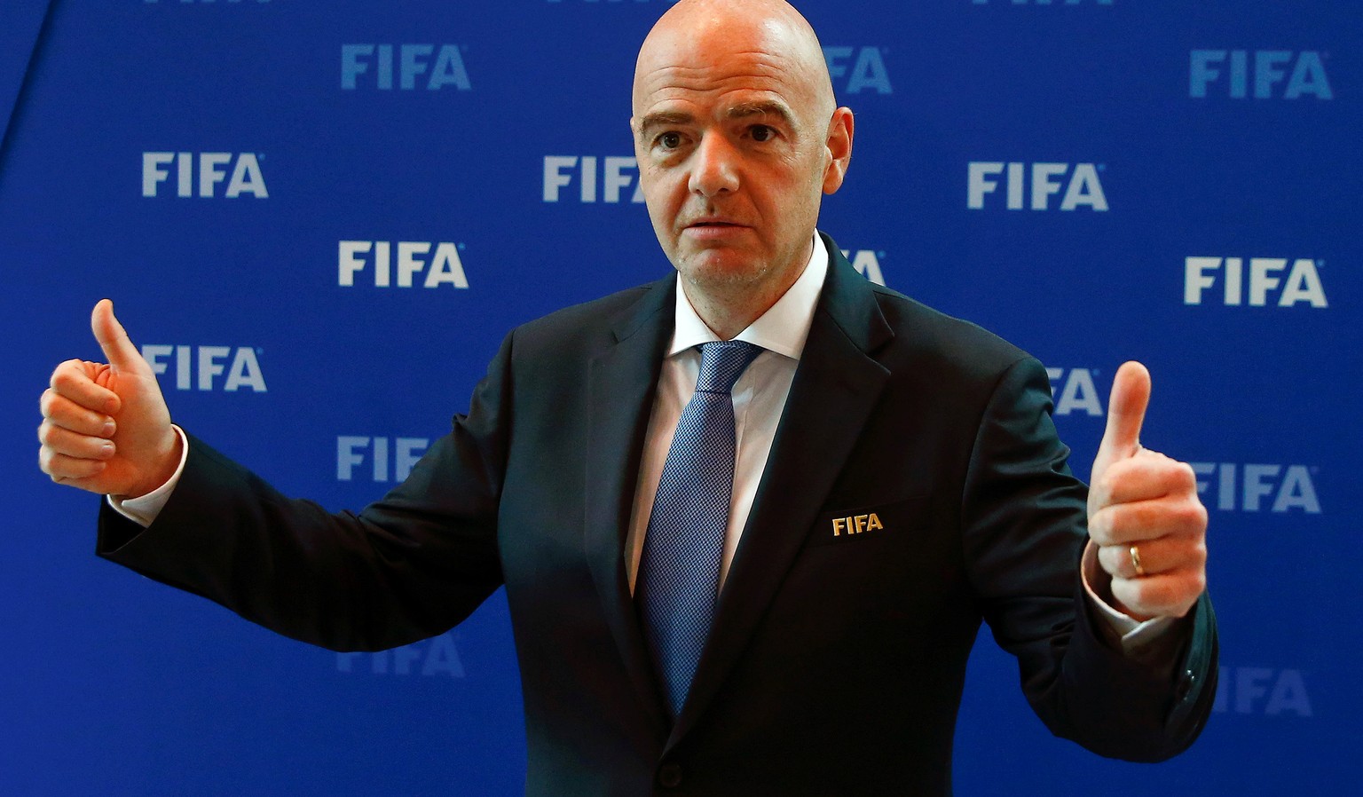 FIFA President Gianni Infantino gestures after a meeting of the FIFA Council at the FIFA headquarters in Zurich, Switzerland October 14, 2016. REUTERS/Arnd Wiegmann