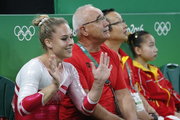 Switzerland&#039;s Giulia Steingruber waves to the tv camera after her performance in the women’s Artistic Gymnastics floor exercise final in the Rio Olympic Arena in Rio de Janeiro, Brazil, at the Ri ...