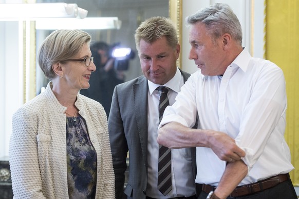 Adrian Amstutz (rechts) mit Toni Brunner und Gabi Huber.