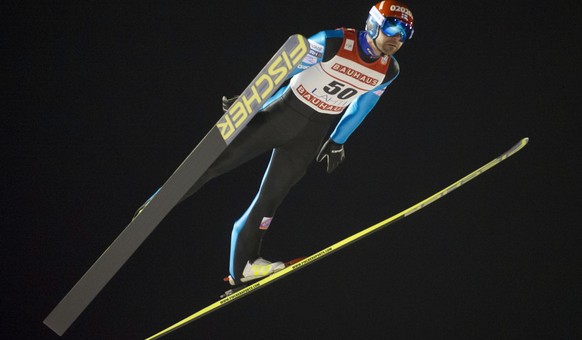 epa04104077 Janne Ahonen of Finland in action during the FIS Ski Jumping World Cup event Lahti, Finland, 28 February 2014. EPA/MARKKU OJALA FINLAND OUT