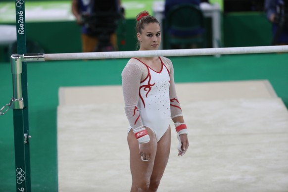 Giulia Steingruber of Switzerland in action during the women&#039;s individual all-around qualification of the Rio 2016 Olympic Games Artistic Gymnastics events at the Rio Olympic Arena in Barra da Ti ...