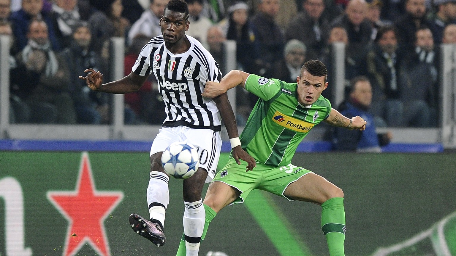 Im Hinspiel in Turin erreichte Granit Xhaka mit Mönchengladbach gegen Juventus um Superstar Paul Pogba ein respektables 0:0.