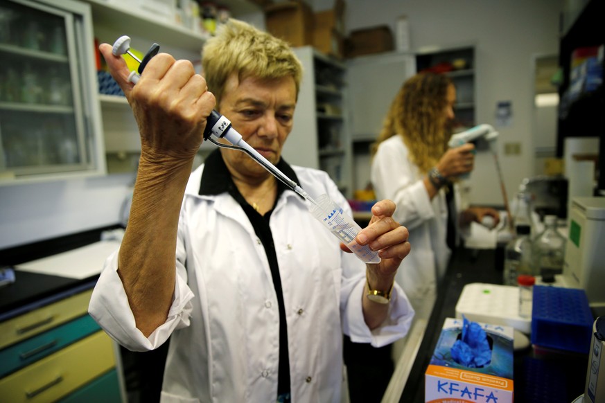 Miriam Kidron, Chief Scientific Officer and co-founder of Oramed, an Israeli pharmaceutical company working to approve its experimental oral insulin drug, works at a laboratory at Hadassah Ein Kerem H ...