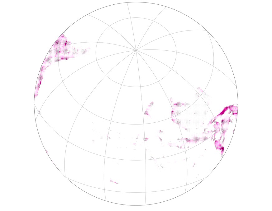 Human Hemisphere, Hemisphären mit den meisten und den wenigsten Menschen