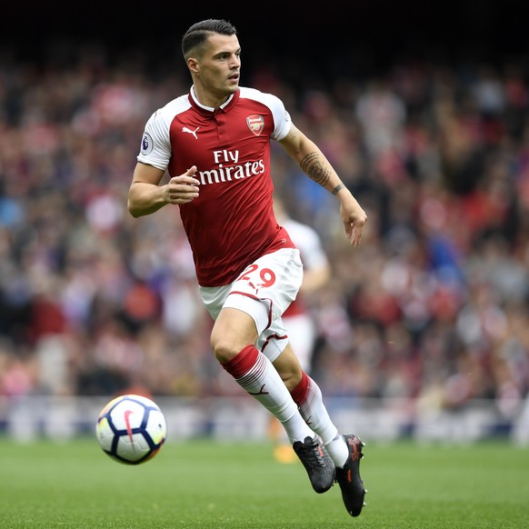 epa06237820 Arsenal&#039;s Granit Xhaka during the English Premier League soccer match between Arsenal vs Brighton &amp; Hove Albion at Emirates, London, Britain, 1st October 2017. EPA/WILL OLIVER EDI ...