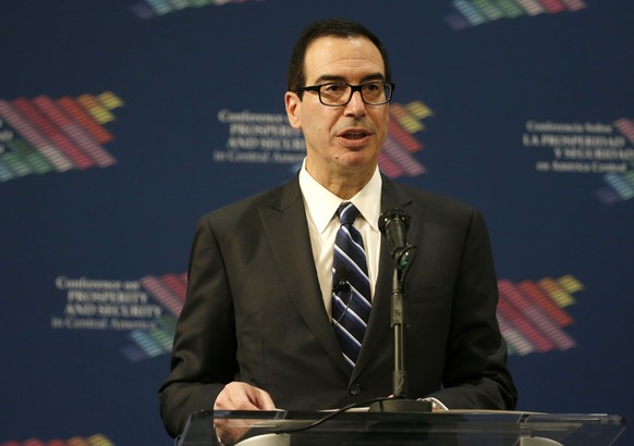 Treasury Secretary Steve Mnuchin speaks during the Conference on Prosperity and Security in Central America, Thursday, June 15, 2017, in Miami. (AP Photo/Lynne Sladky, Pool)