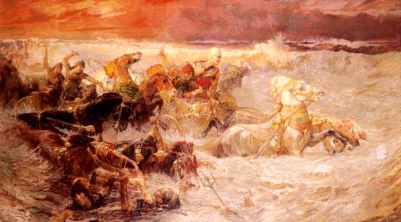 «Pharaos Armee in den Fluten» von Frederick Arthur Bridgman, 1900.