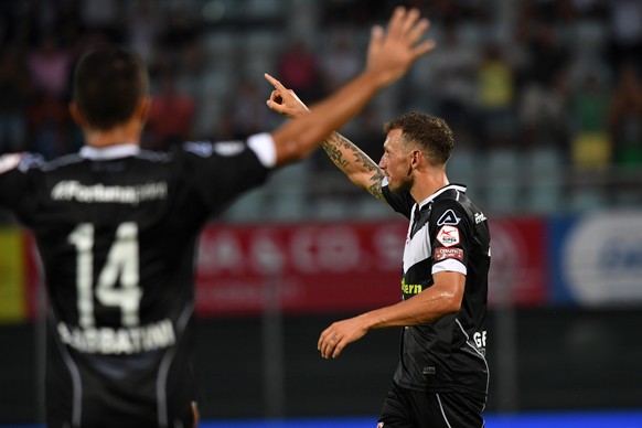 Lugano&#039;s player Alexander Gerndt celebrate the 3-1, during the Super League soccer match FC Lugano against FC Thun, at the Cornaredo stadium in Lugano, Saturday, August 26, 2017. (KEYSTONE/Ti-Pre ...