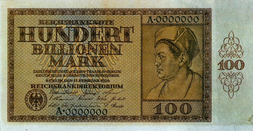 Massive Geldentwertung: Die deutsche Banknote mit dem höchsten je gedruckten Wert.&nbsp;