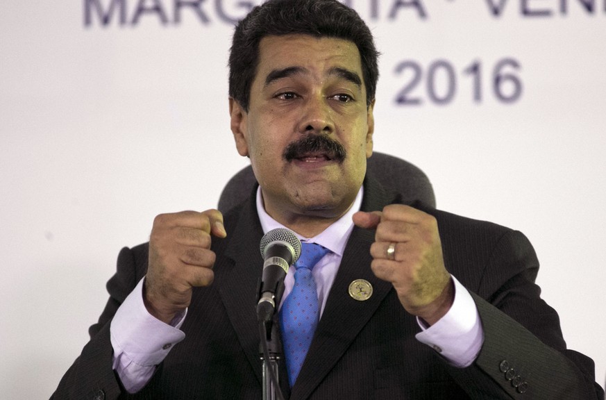 FILE - In this Sept 18, 2016, file photo, Venezuela&#039;s President Nicolas Maduro speaks during a press conference after closing ceremony of the 17th Non-Aligned Movement Summit in Porlamar, on Vene ...