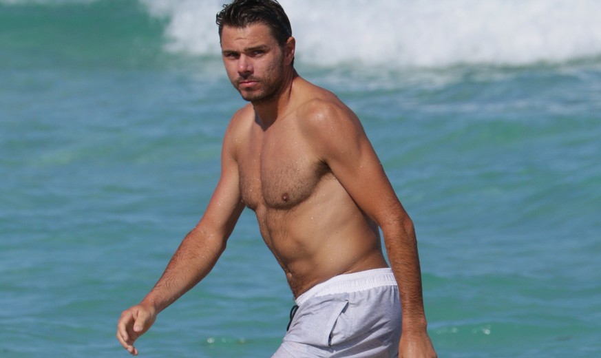 Seltener Schnappschuss: Wawrinka zeigt seinen durchtrainierten Körper am Strand von Miami.