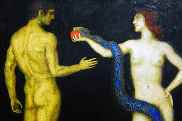 Franz von Stucks «Adam und Eva»: Eva ist an restlos allem schuld. Bereits die alten Perser glaubten, die Menstruation gehe auf die Verbindung der ersten Frau mit einer Schlange zurück.