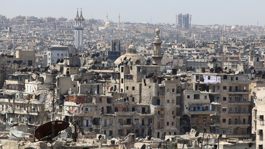 A general view shows government-controlled areas of Aleppo as seen from rebel-held part of the city, Syria August 22, 2016. REUTERS/Abdalrhman Ismail