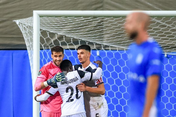 Nachrichten Linkding epa11681521 Goalkeeper Amir Saipi of Lugano celebrates with teammates after winning the UEFA Europa Conference League soccer match between FK Mlada Boleslav and FC Lugano, in Mlada Boleslav, Czech Rep ...