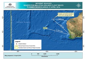 An diesen Stellen im indischen Ozean vor Australien wird die MH370 momentan vermutet.&nbsp;