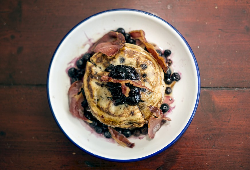 blueberry pancakes bacon speck zmorge frühstück usa essen food