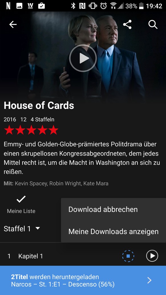 Im Menü «Meine Downloads anzeigen» kann man auf den Button «Mehr zum Download finden» tippen, um alle offline verfügbaren Filme und Serien zu sehen.