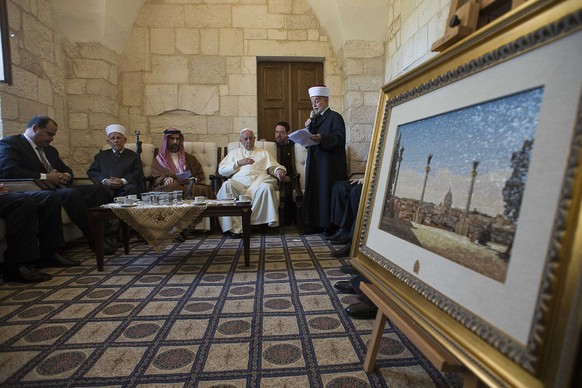 Der Papst mit dem Grossmufti von Jerusalem, Mohammed Hussein.&nbsp;