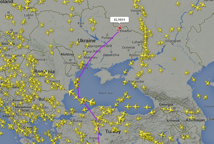 Die Route der El-Al-Maschine von Tel Aviv nach Moskau führte auch heute Morgen über die Ostukraine.&nbsp;