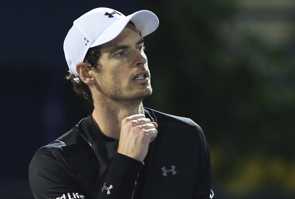 Andy Murray of Great Britain celebrates after he beats Fernando Verdasco of Spain during the final match of the Dubai Tennis Championships, in Dubai, United Arab Emirates, Saturday, March 4, 2017. (AP ...