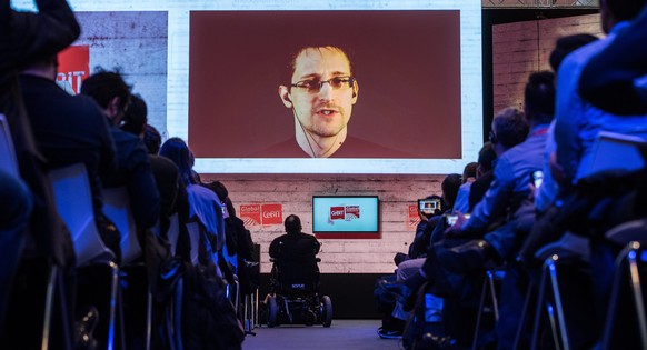 Edward Snowden während einer Konferenz.