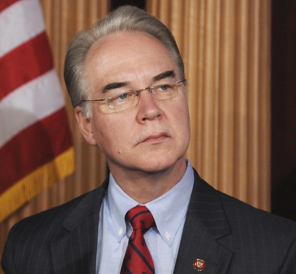 epa05651520 (FILE) A file picture dated 18 March 2010 shows Republican Representative Tom Price of Georgia attending a press conference with Republican leadership on health care, on Capitol Hill in Wa ...