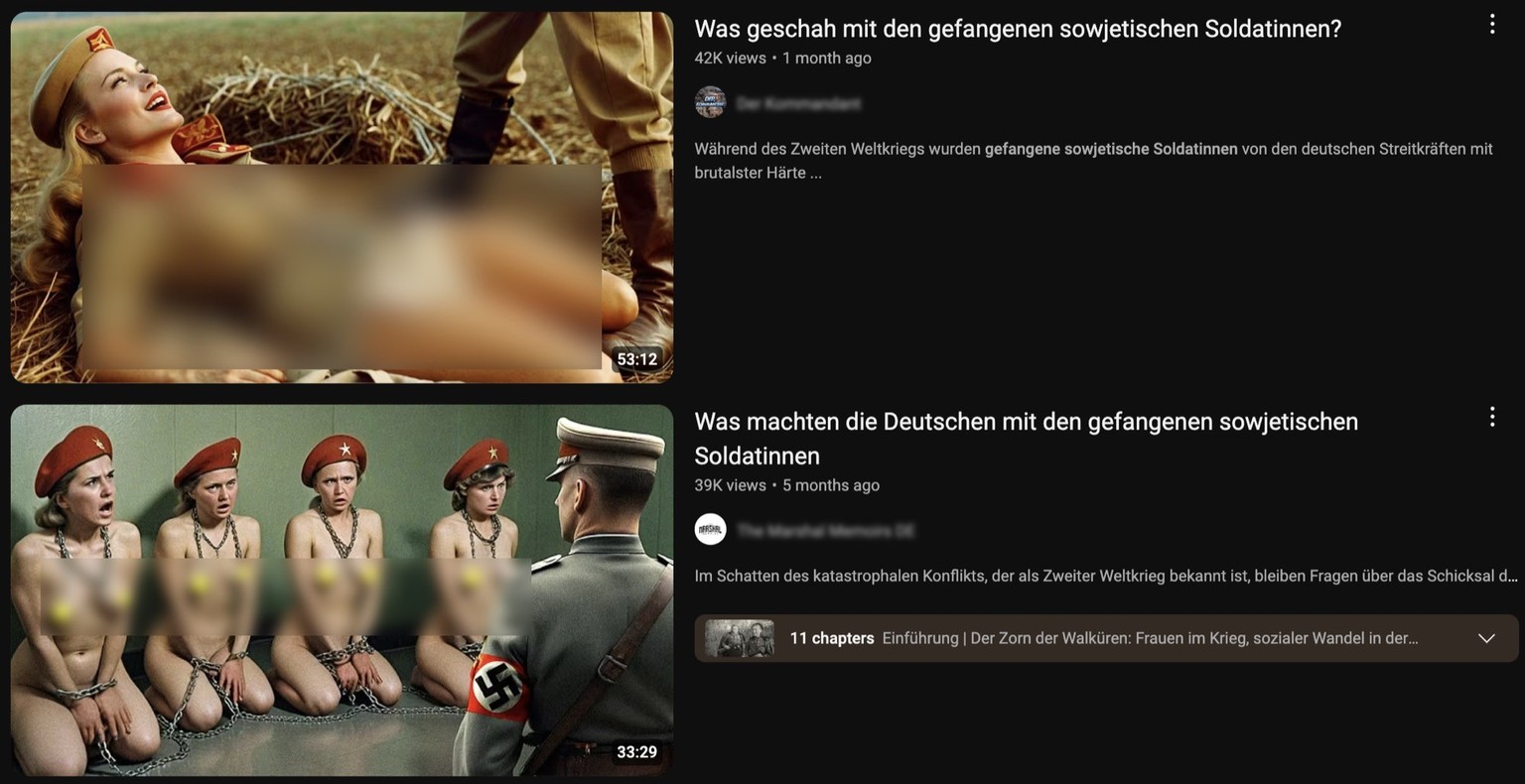 Nachrichten Linkding Mit solchen Clickbait-Vorschaubildern zu KI-Videos versuchen YouTuber, möglichst viele Klicks zu erzielen.