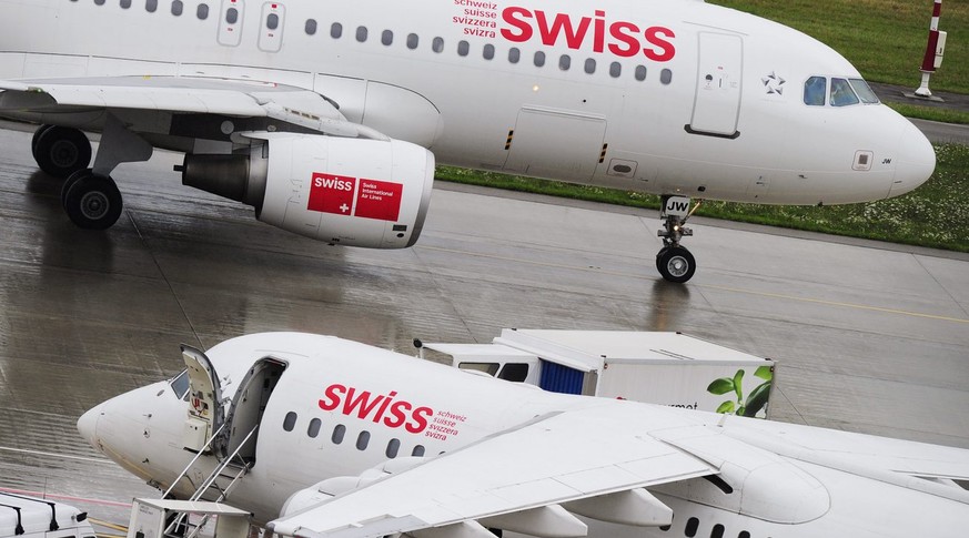 Flugzeuge der Swiss am Flughafen Zürich.