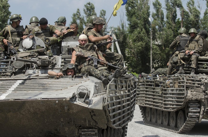 Ukrainische Soldaten in der Nähe von Donezk am 12. Juli 2014.
