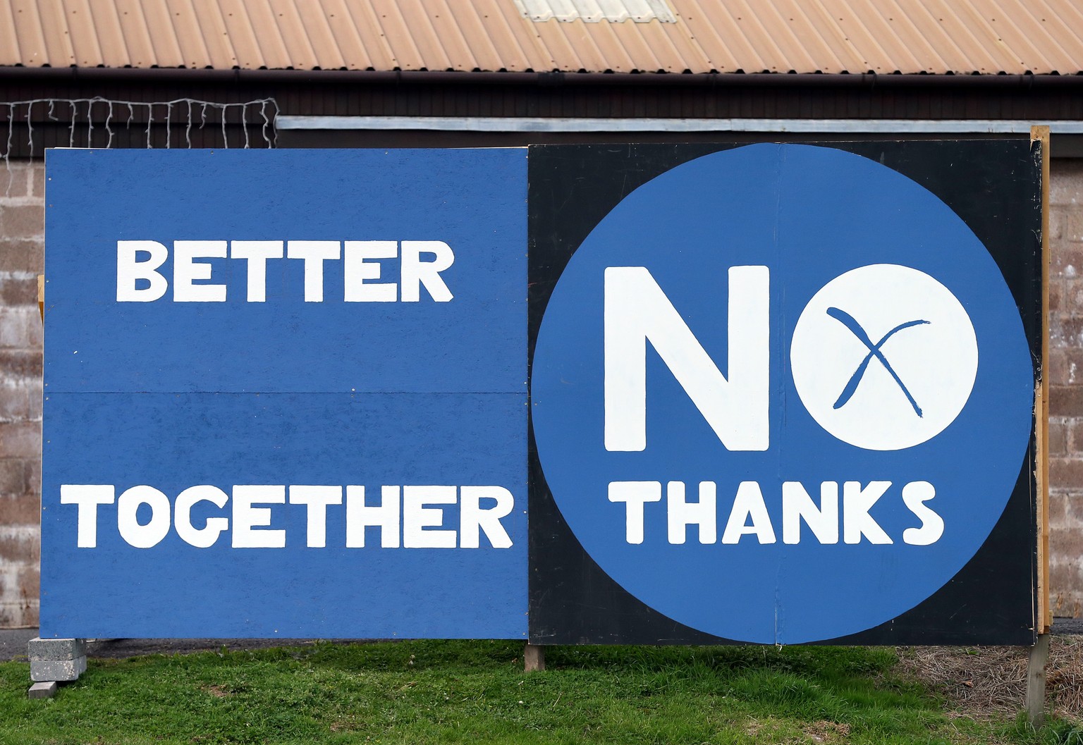 Plakat eines Unabhängigkeitsgegners in Eyemouth, Schottland (08.09.2014)