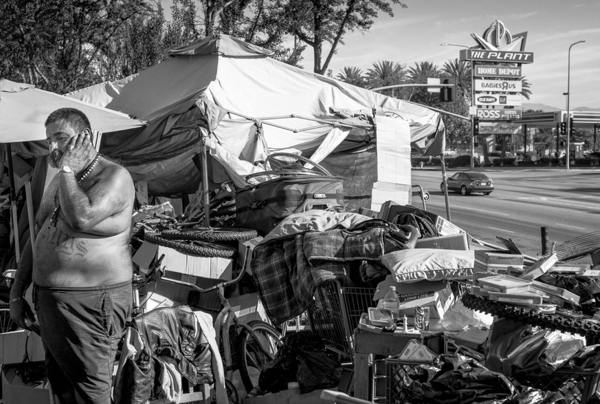 Ein Obdachloser in Los Angeles.