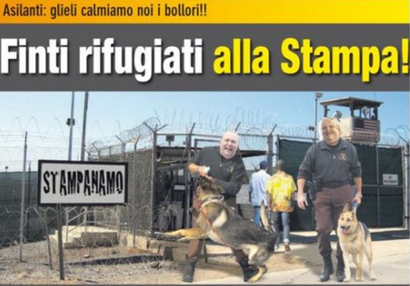 Umstrittene Fotomontur der «Mattino della Domenica»: Norman Gobbi posiert vor Guantanamo.&nbsp;