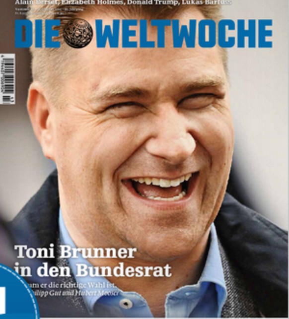 Grinsender Toni Brunner: Die heutige Titelseite der «Weltwoche».