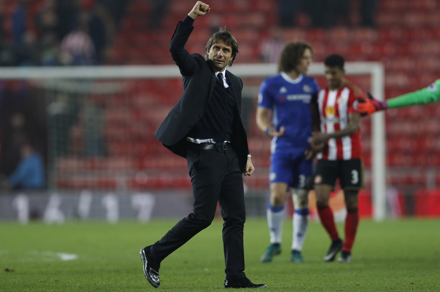 Britain Football Soccer - Sunderland v Chelsea - Premier League - The Stadium of Light - 14/12/16 Chelsea manager Antonio Conte celebrates after the game Action Images via Reuters / Lee Smith Livepic  ...
