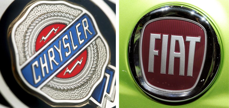 epa05984388 (FILE) - A composite file picture dated 19 February 2007 shows the logo of US American carmaker Chrysler (L) on a Chrysler car in Frankfurt Main, Germany, and a file image dated 24 Septemb ...