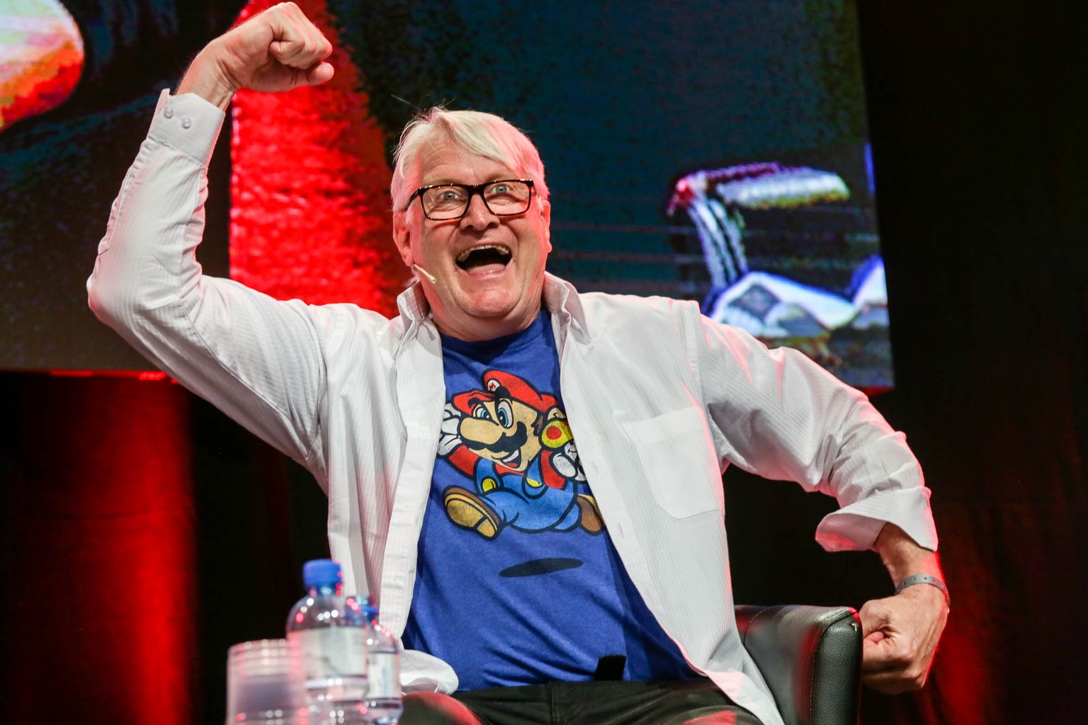 Charles Martinet, die Stimme von Super Mario an der Zurich Game Show 2017.